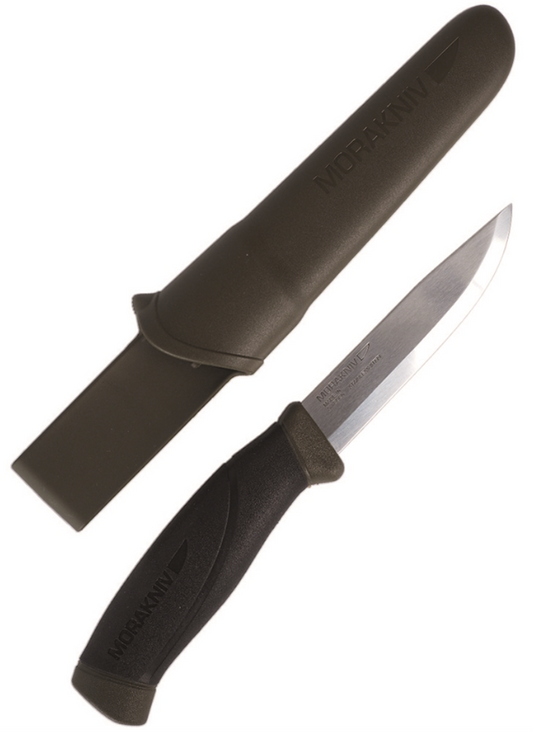 Swedish OD Army Mora Knife – Cuțit Tactic cu Lamă Sandvik și Teacă Polimerică