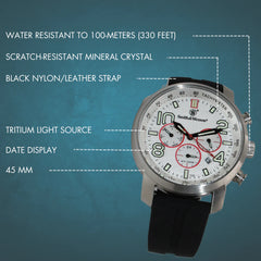 Ceas Militar Smith&Wesson Tritium Chronograph White / Silicon Strap