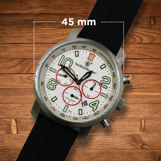 Ceas Militar Smith&Wesson Tritium Chronograph White / Silicon Strap