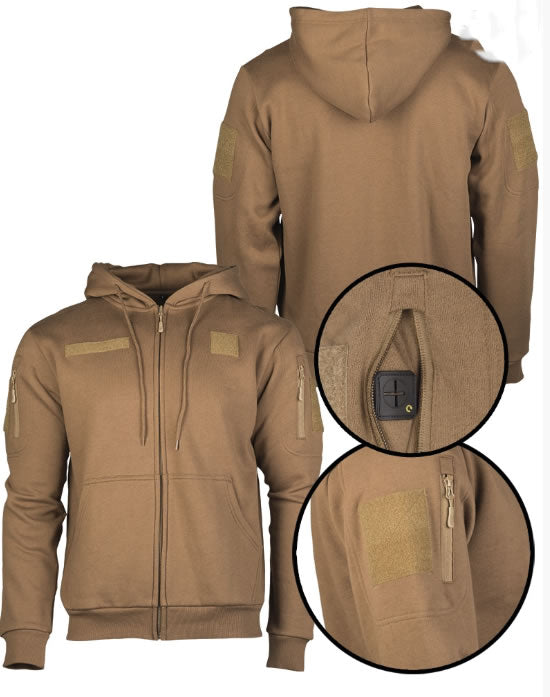 DARK COYOTE TACTICAL HOODIE WITH ZIPPER – Hanorac tactic robust în nuanță coyote pentru performanță urbană și outdoor