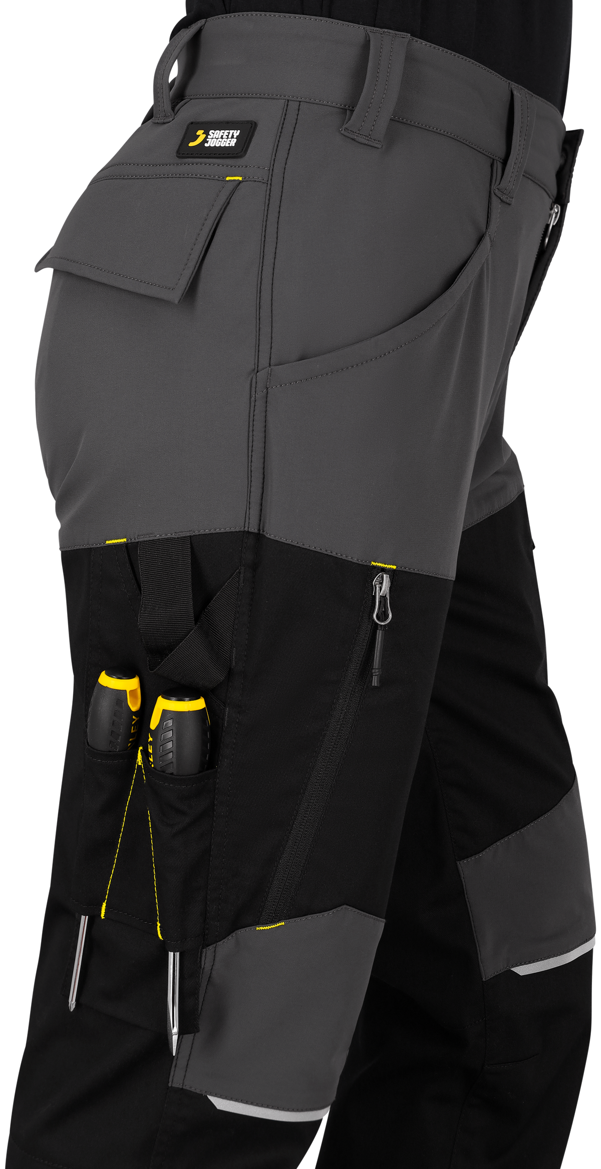 Pantaloni de Lucru Oak Safety Jogger Gri Închis/Negru – Talie Elastică, Inel-D - poza 12