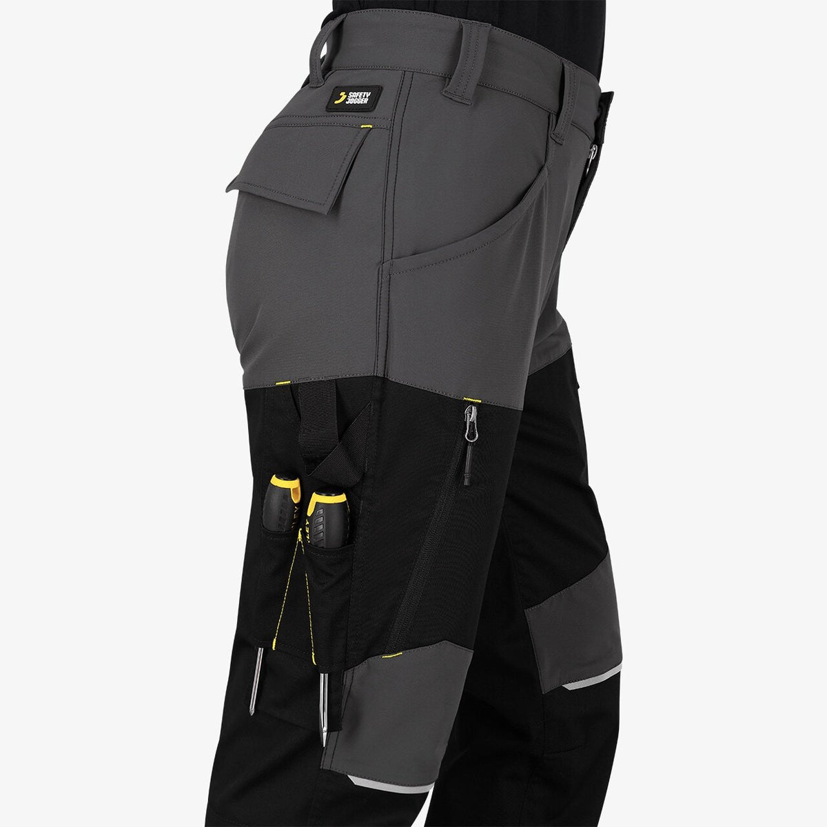 Pantaloni de Lucru Oak Safety Jogger Gri Închis/Negru – Talie Elastică, Inel-D - poza 5