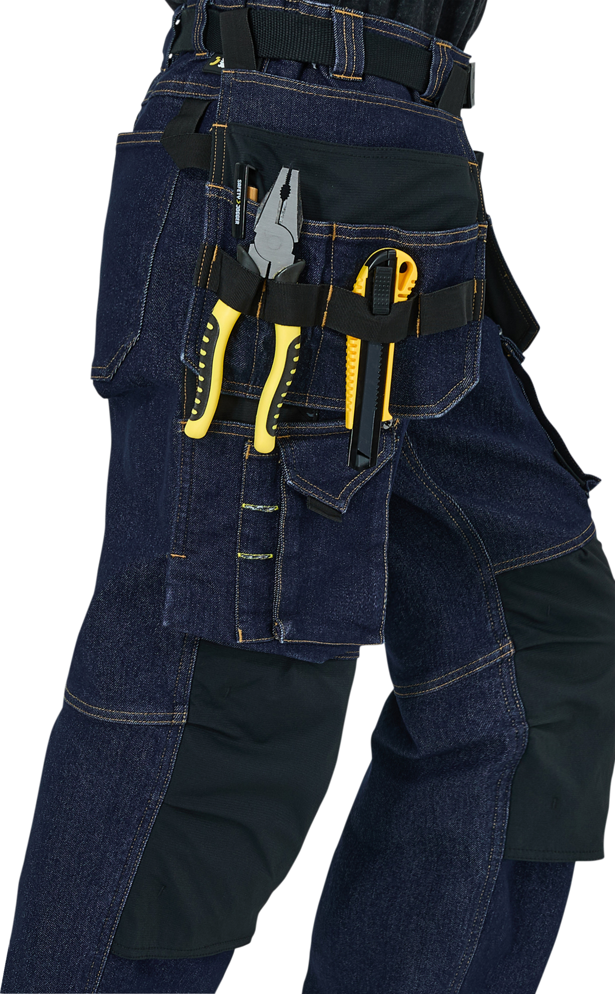 Pantaloni de Lucru Pro Denim Safety Jogger Albaștri – Buzunare Genunchiere, CE - poza 13