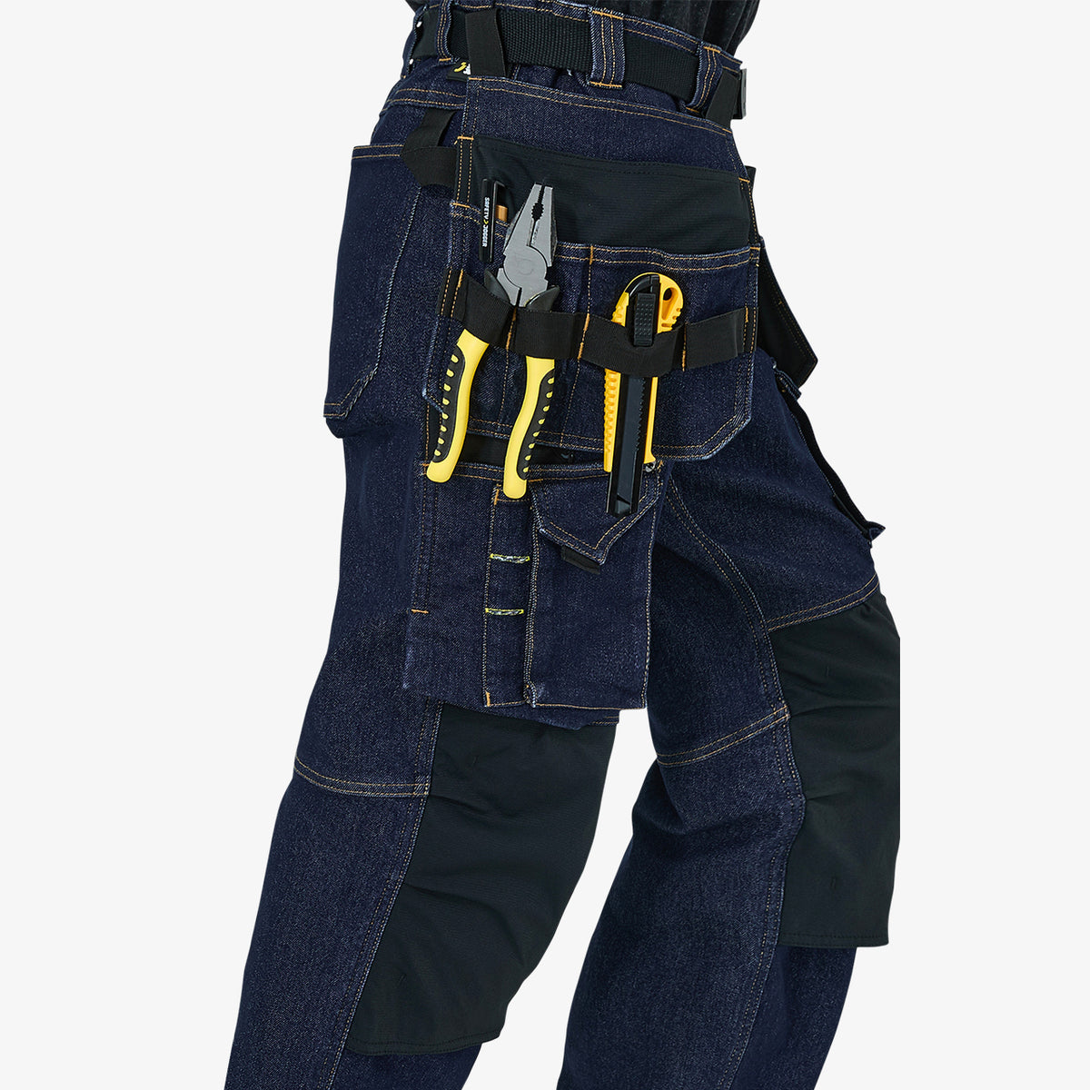 Pantaloni de Lucru Pro Denim Safety Jogger Albaștri – Buzunare Genunchiere, CE - poza 6