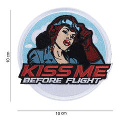 Patch Kiss me before flight round with hook and loop #12012