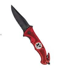 RED CAR KNIFE ‘RESCUE’ – Briceag Tactic de Salvare, Roșu, cu Funcții de Urgență