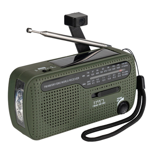 Radio Supraviețuire cu Manivelă și Panou Solar Fosco SW1/SW2/FM/AM – Lanternă LED, Powerbank, Alarmă SOS