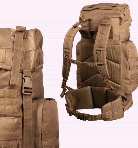 Rucsac Tactic German Gen.II Dark Coyote – 65L, Profesional, cu Husă de Ploaie și Sistem MOLLE
