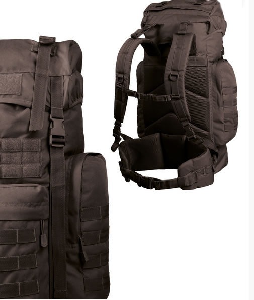 Rucsac Tactic German Gen.II Negru – 65L, Versiune Avansată cu Husă de Ploaie și Sistem MOLLE