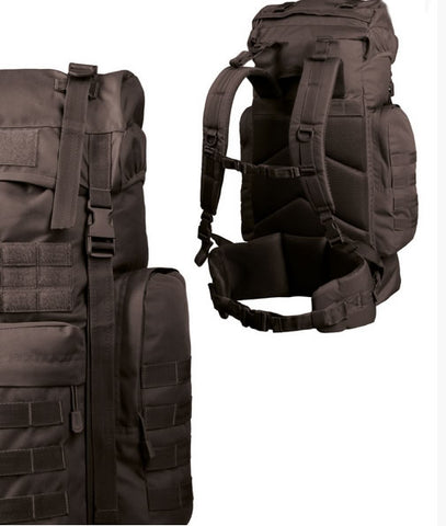 Rucsac Tactic German Gen.II Negru – 65L, Versiune Avansată cu Husă de Ploaie și Sistem MOLLE