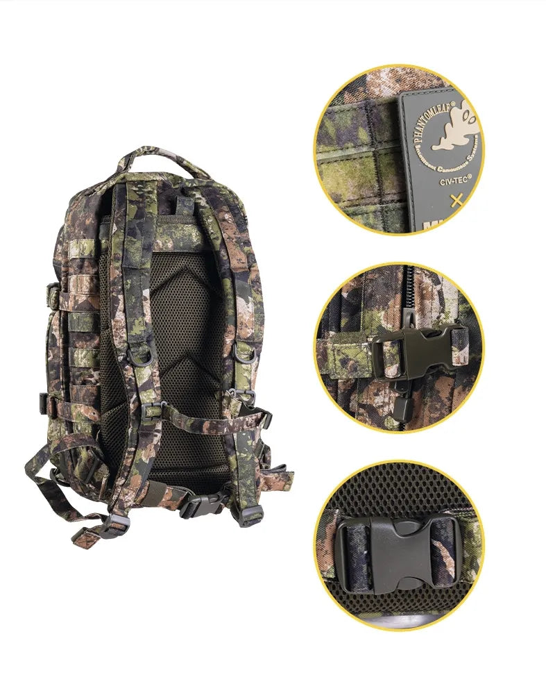 Rucsac Tactic US Assault Small CIV-TEC® WASP I Z3A – 20L, Camuflaj Hibrid pentru Medii Urbane și Naturale
