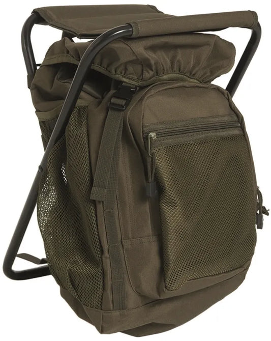 Rucsac Verde OD cu Scaun Integrat – 20L, Cadru Metalic, Perfect pentru Pescuit, Drumeții sau Vânătoare