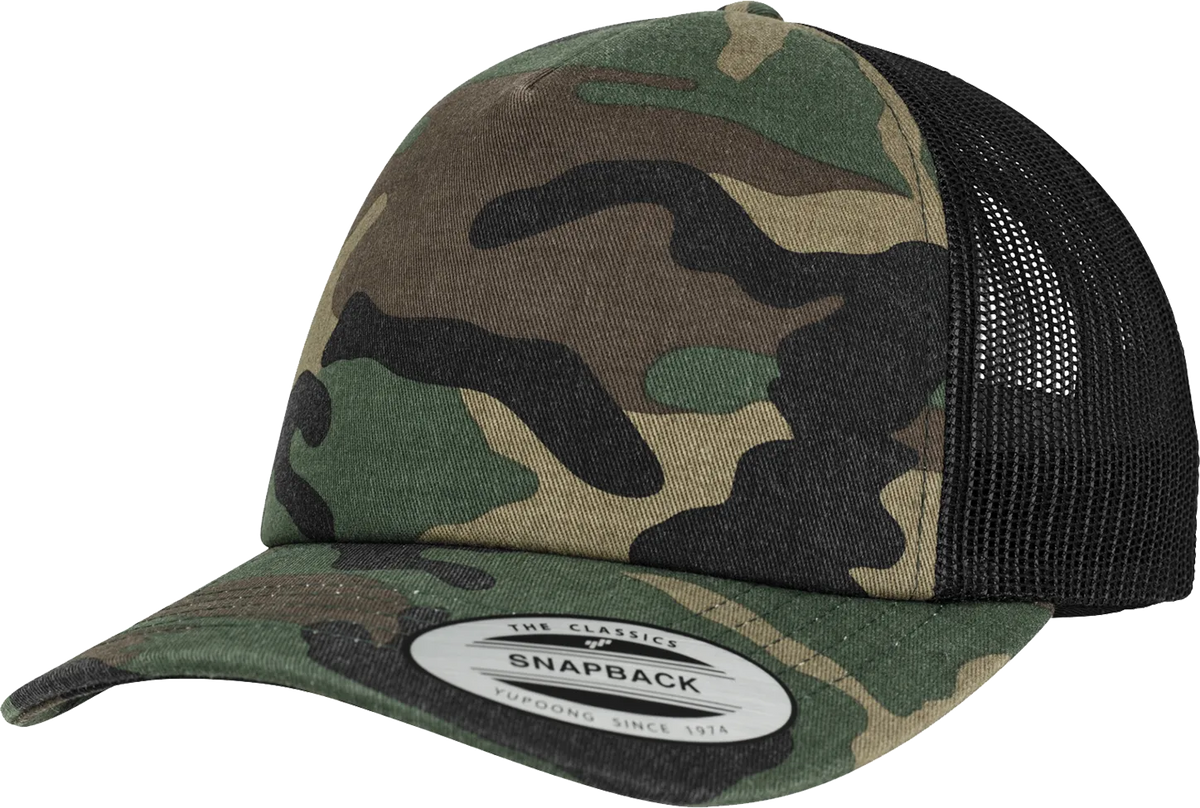 Sapca Brandid Camo Trucker Woodland Black