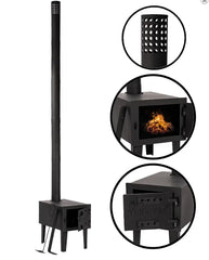 Sobă de Cort Completă MIL-TEC® – 16,5 kg, Oțel Carbon, Ușor de Transportat și Asamblat