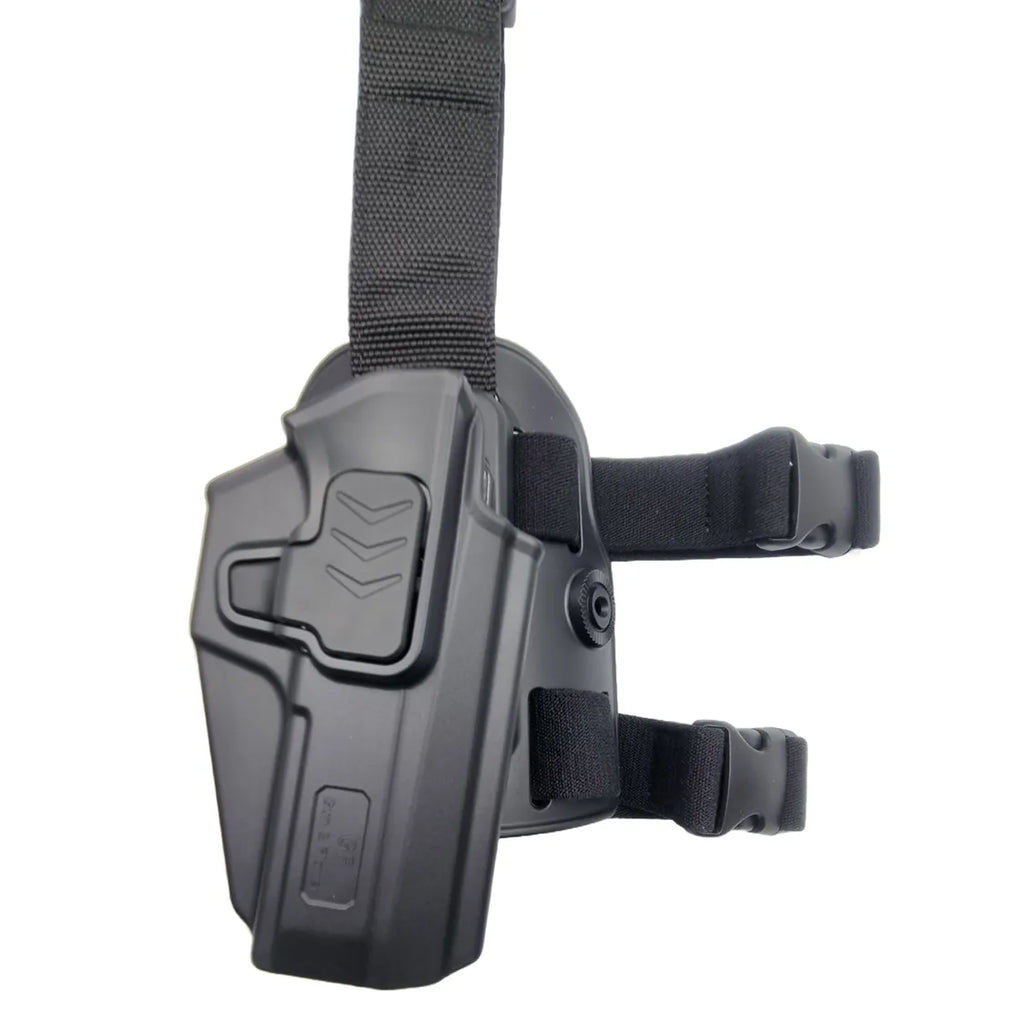 Toc pistol CZ P09 / P07 GUN FLOWER® tactic-operațional, drop-leg, negru, din polimer, cu retentie nivel II, optic ready, GF-PLP09A