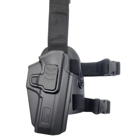 Toc pistol CZ P09 / P07 GUN FLOWER® tactic-operațional, drop-leg, negru, din polimer, cu retentie nivel II, optic ready, GF-PLP09A