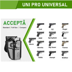 Toc pistol GUN FLOWER® UNI PRO, lvl. II, universal, din polimer, OWB, optic-ready, acceptă peste 100+ modele de pistol GF-POUNIA