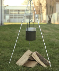 Trepied pentru Oală de Gătit – Aluminiu Ușor, Reglabil, cu Lanț și Cârlig