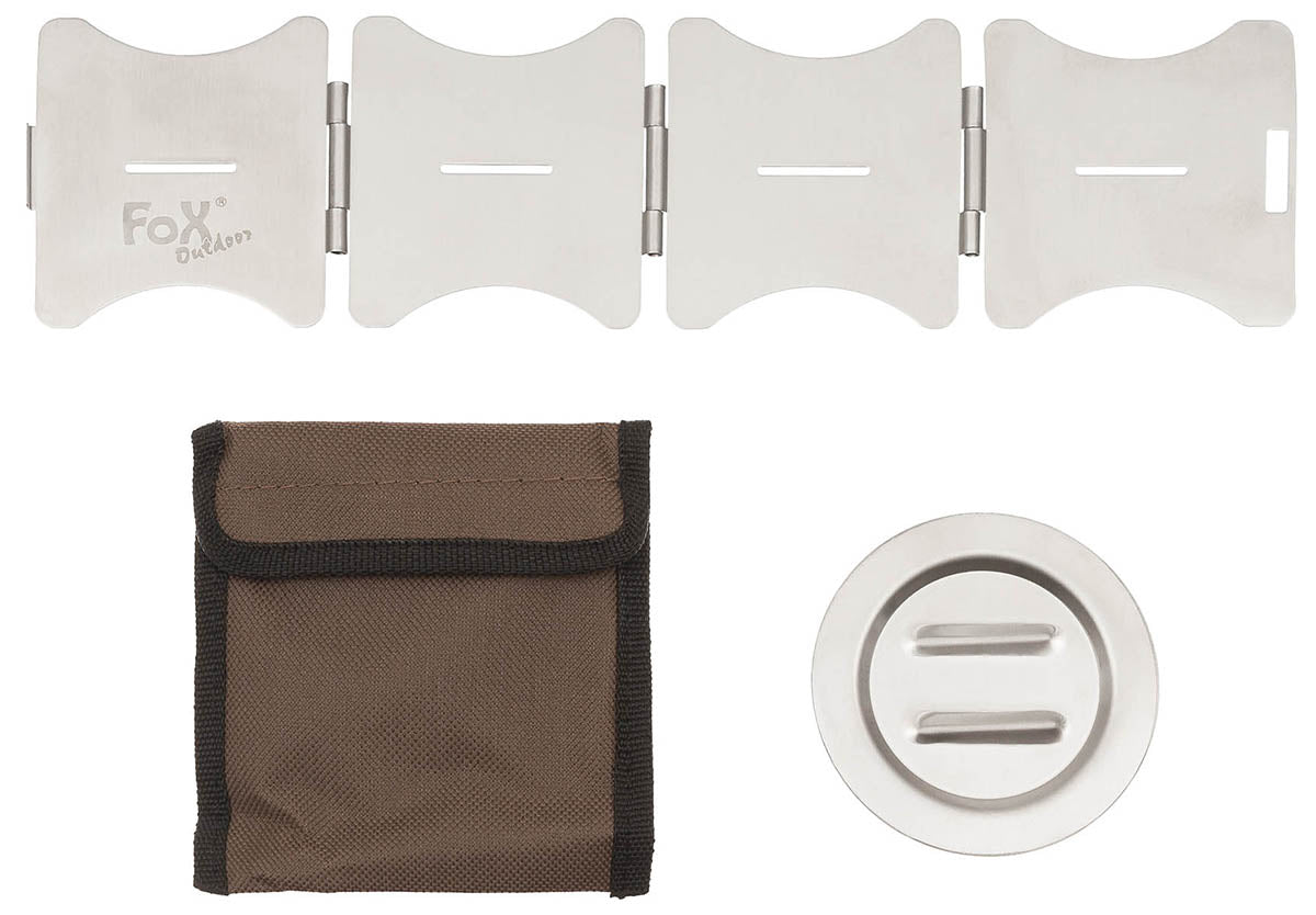 Accesorii Arzător Suport Pliabil Inox FoxOutdoor - 120g, Compact