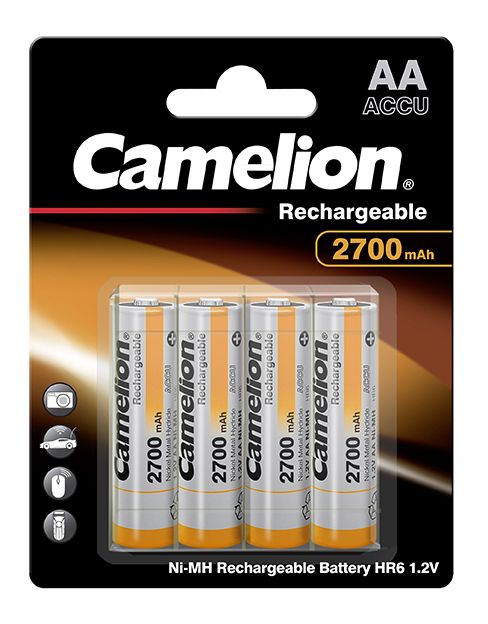 Acumulator AA LR6 Ni-MH 1.2V 2700mAh Camelion - Preîncărcați, Blister 4 + Cutie - 2