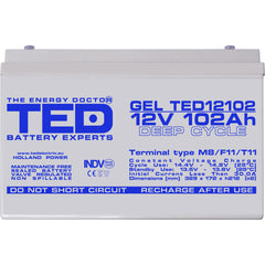 Acumulator AGM 12V 102Ah GEL Deep Cycle TED Electric - Fiabilitate Maximă - 4