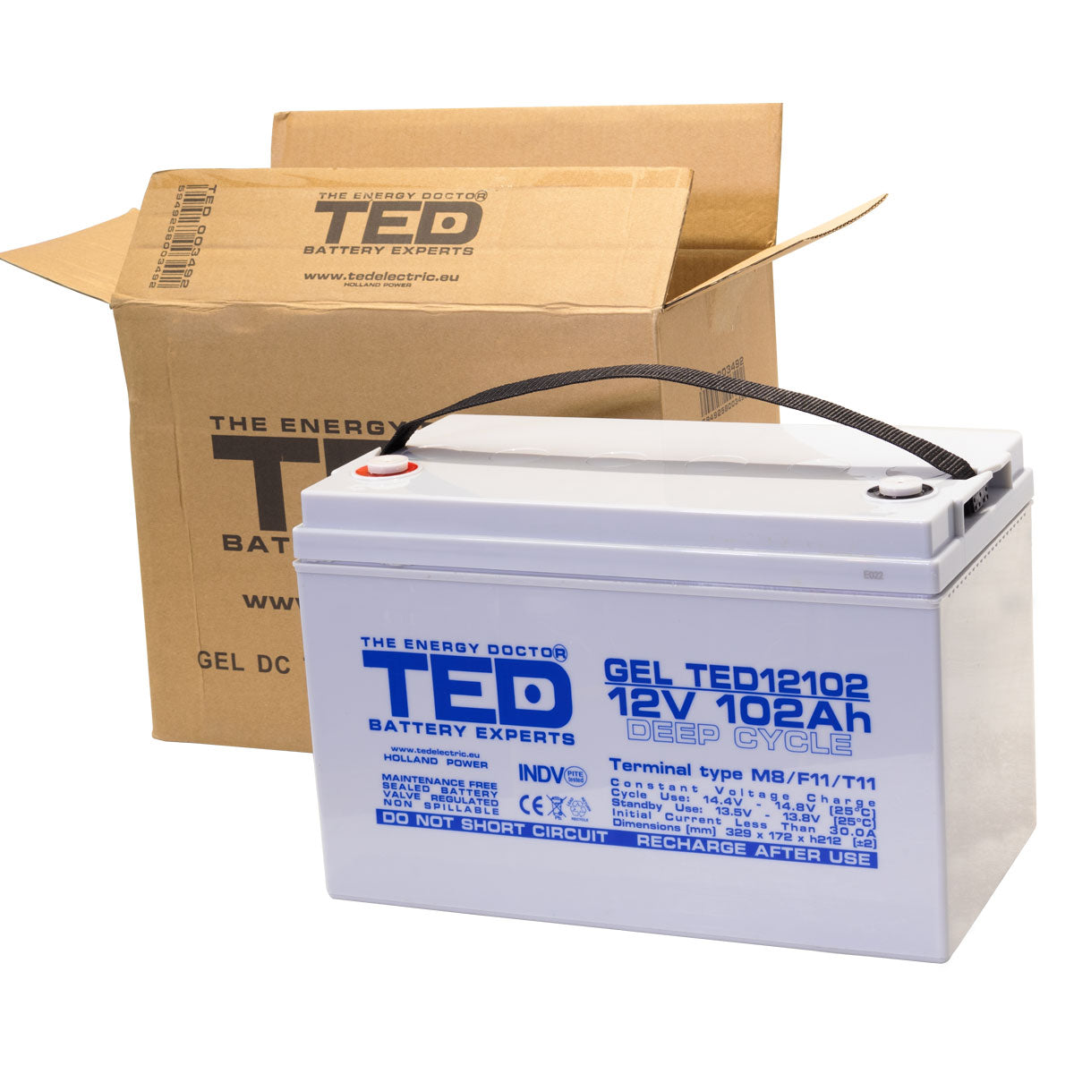 Acumulator AGM 12V 102Ah GEL Deep Cycle TED Electric - Fiabilitate Maximă - 6
