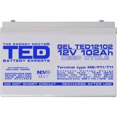 Acumulator AGM 12V 102Ah GEL Deep Cycle TED Electric - Fiabilitate Maximă - 8