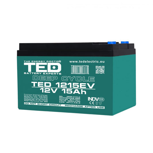 Acumulator AGM 12V 15Ah Deep Cycle TED Electric - Vehicule Electrice - 1