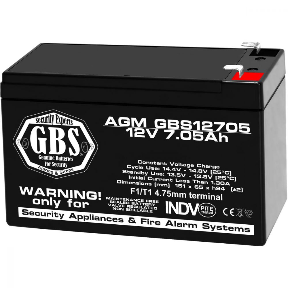 Acumulator AGM 12V 7.05Ah GBS F1 - Sisteme Securitate, UPS - 1