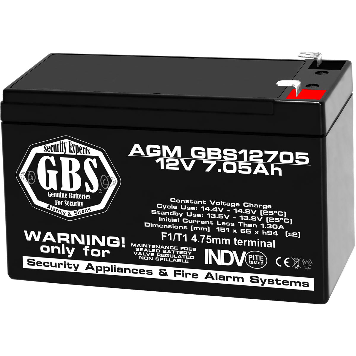 Acumulator AGM 12V 7.05Ah GBS F1 - Sisteme Securitate, UPS - 2