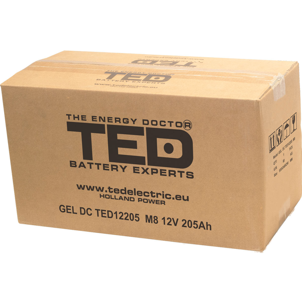 Acumulator AGM GEL VRLA 12V 205Ah TED Electric - Deep Cycle, M8 - 5
