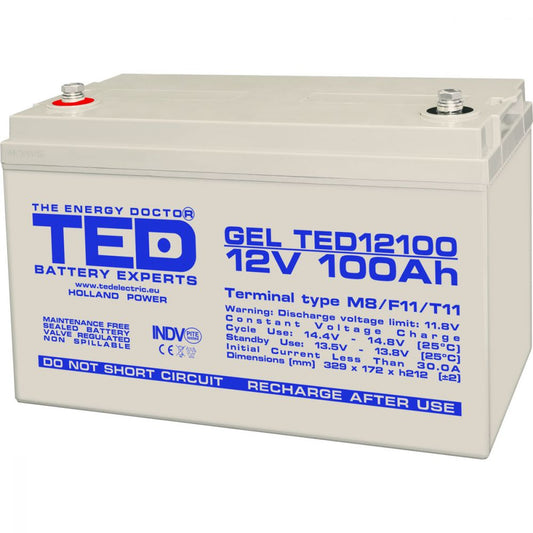 Acumulator AGM VRLA 12V 100Ah GEL TED Electric - Fiabilitate Energie - 1