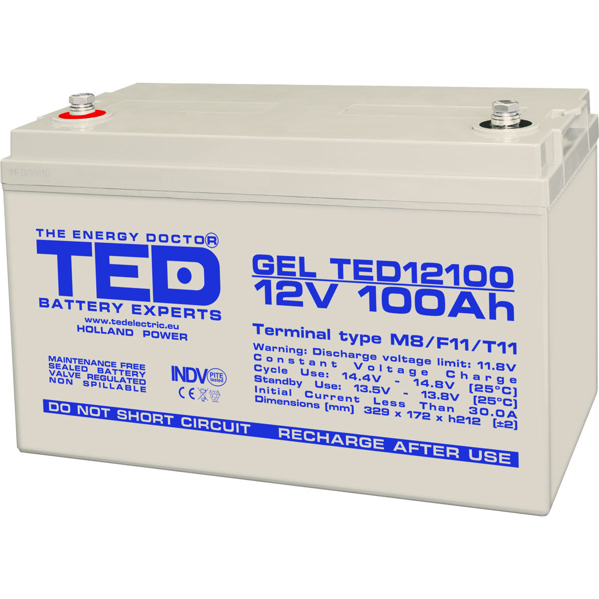 Acumulator AGM VRLA 12V 100Ah GEL TED Electric - Fiabilitate Energie - 2