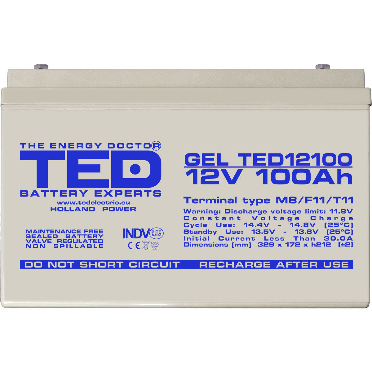 Acumulator AGM VRLA 12V 100Ah GEL TED Electric - Fiabilitate Energie - 4