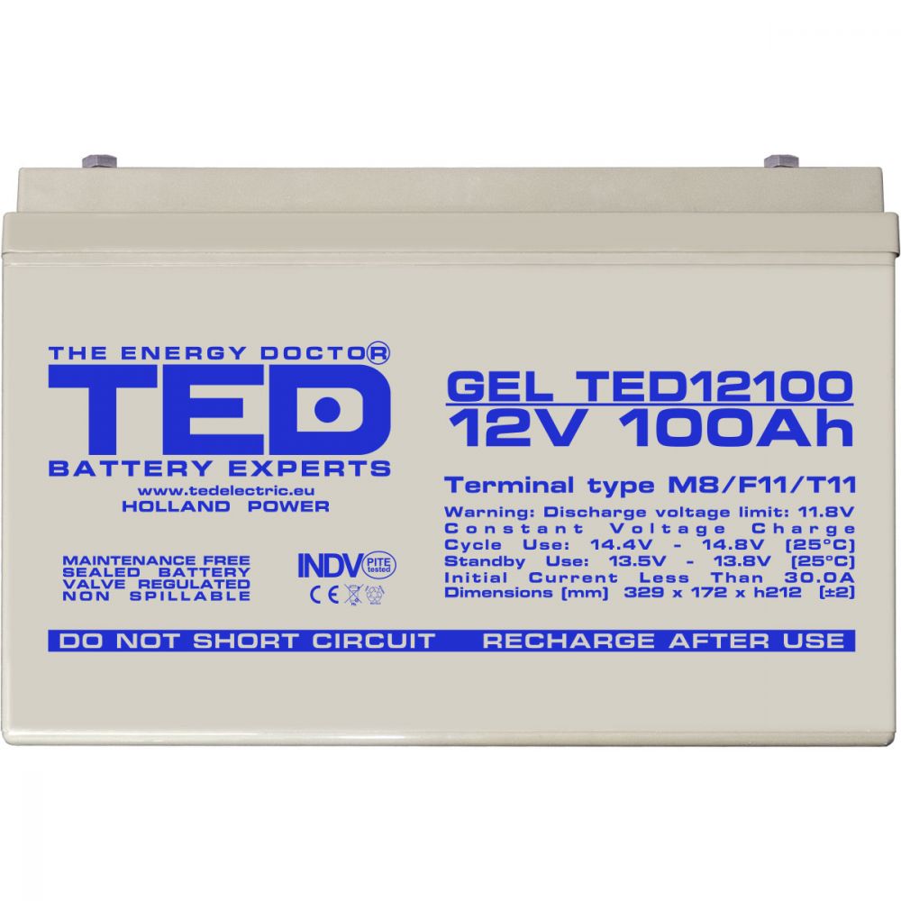Acumulator AGM VRLA 12V 100Ah GEL TED Electric - Fiabilitate Energie - 8