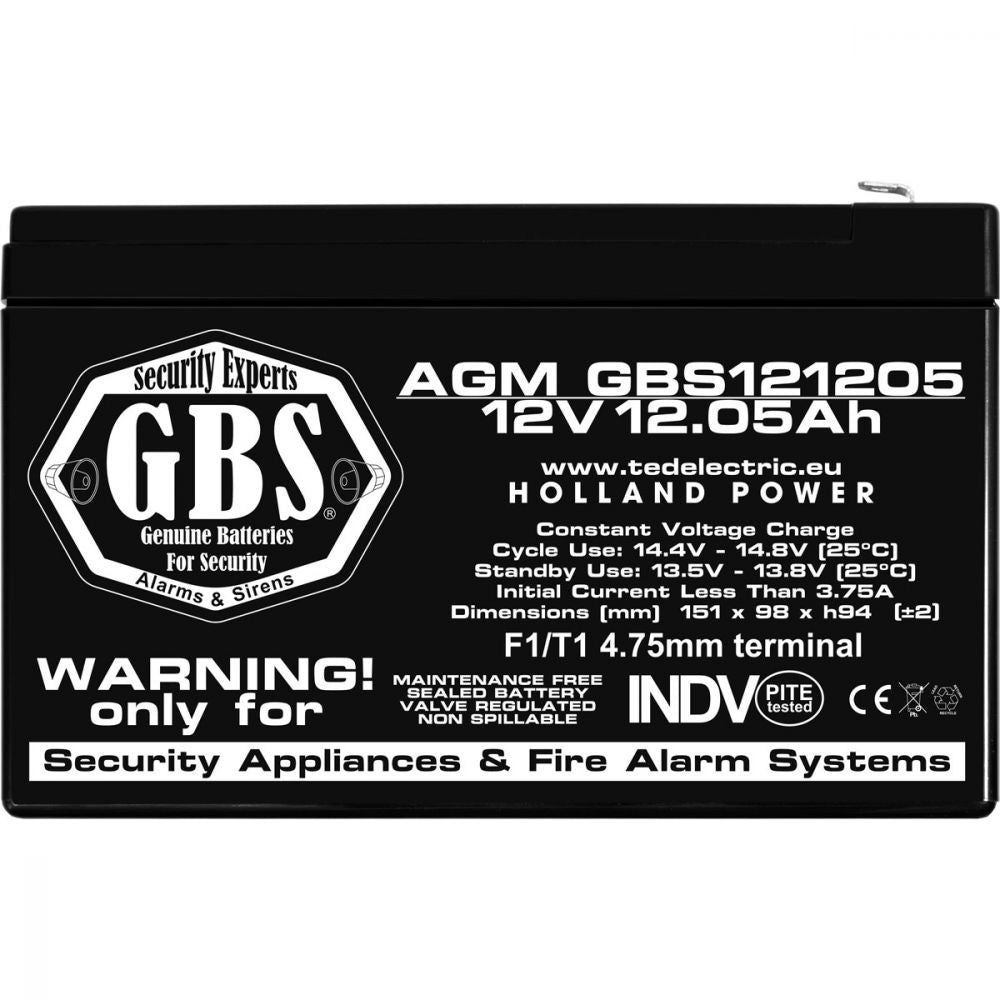 Acumulator AGM VRLA 12V 12.05Ah GBS - Sisteme Securitate, Etanș - 8