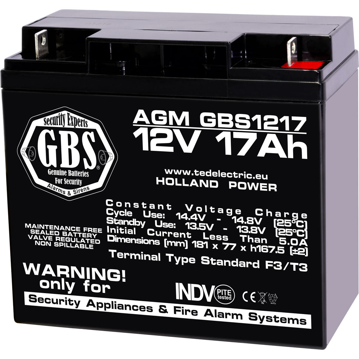 Acumulator AGM VRLA 12V 17Ah GBS - Siguranță și Fiabilitate - 2