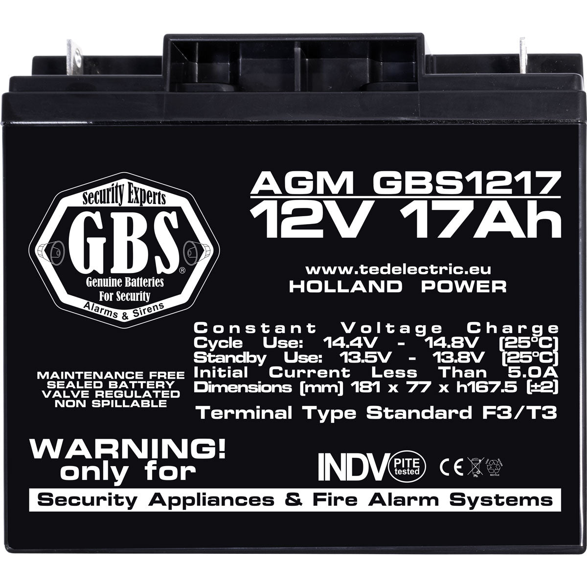 Acumulator AGM VRLA 12V 17Ah GBS - Siguranță și Fiabilitate - 4