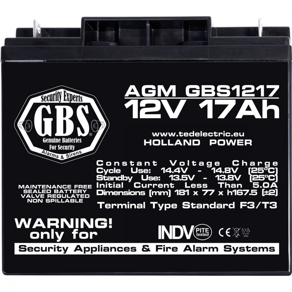 Acumulator AGM VRLA 12V 17Ah GBS - Siguranță și Fiabilitate - 8