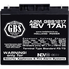 Acumulator AGM VRLA 12V 17Ah GBS - Siguranță și Fiabilitate - 8