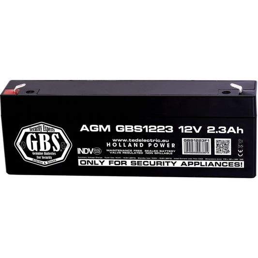 Acumulator AGM VRLA 12V 2.3Ah GBS - Sisteme Securitate, F1 - 1