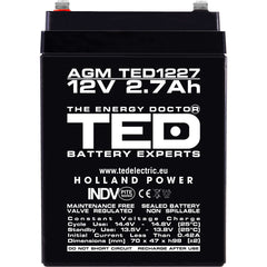 Acumulator AGM VRLA 12V 2.7Ah TED Electric - Compact, Fiabil - 4