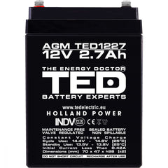 Acumulator AGM VRLA 12V 2.7Ah TED Electric - Compact, Fiabil - 8