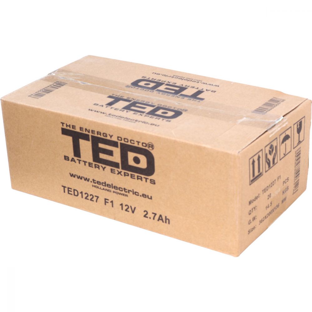 Acumulator AGM VRLA 12V 2.7Ah TED Electric - Compact, Fiabil - 9