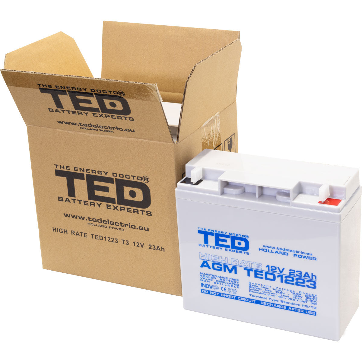 Acumulator AGM VRLA 12V 23Ah TED Electric - High Rate, F3 - 6