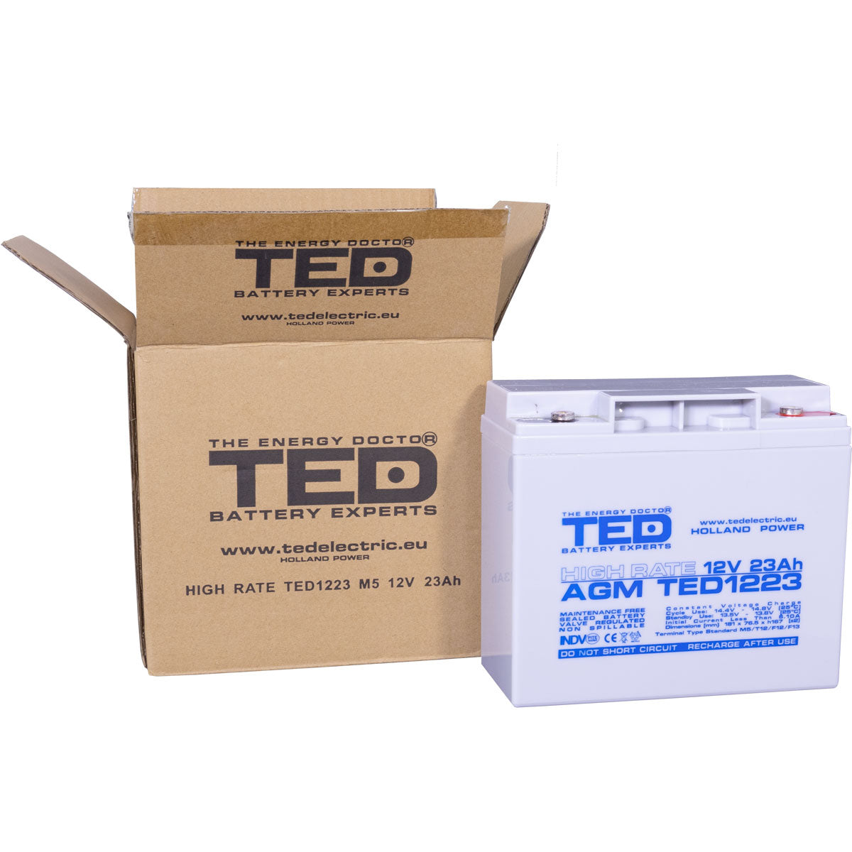 Acumulator AGM VRLA 12V 23Ah TED Electric - High Rate, M5 - 6