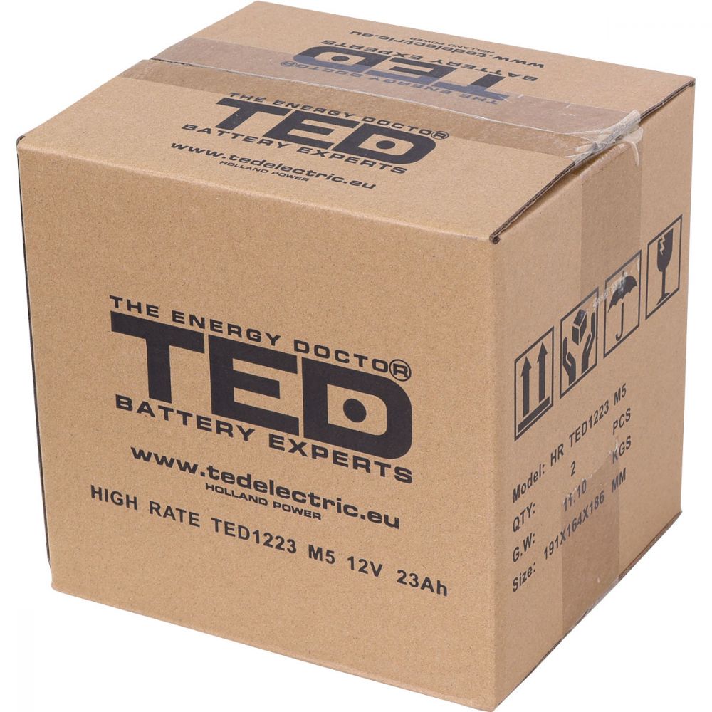 Acumulator AGM VRLA 12V 23Ah TED Electric - High Rate, M5 - 9