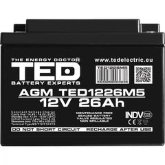 Acumulator AGM VRLA 12V 26Ah TED Electric - Fiabil, Fără Întreținere - 8