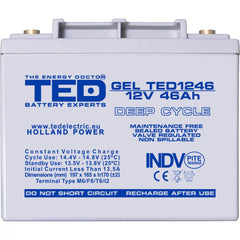 Acumulator AGM VRLA 12V 46Ah GEL Deep Cycle TED Electric - Fiabil, Robust - 8