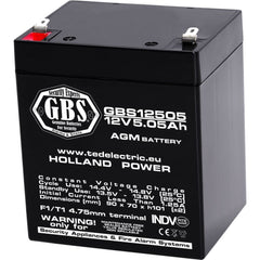 Acumulator AGM VRLA 12V 5,05Ah GBS - Sisteme Securitate, F1 - 1